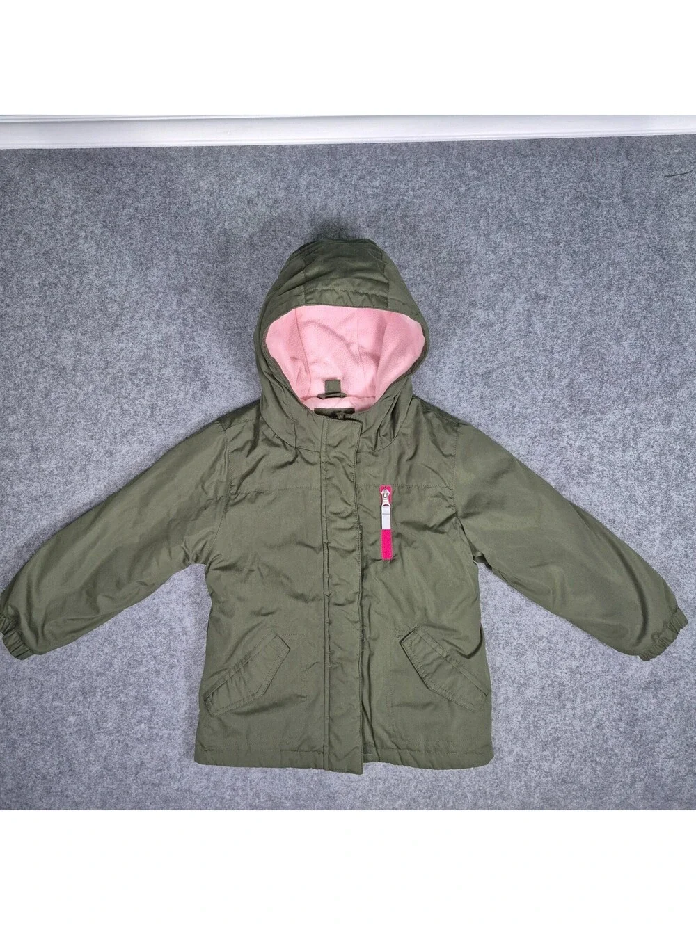 Wonder Nation Toddler Jacket 4T Khaki Green Pink Warm Cozy Lined